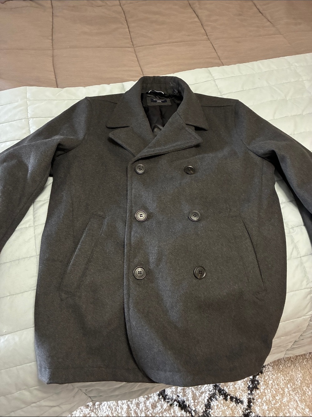 Dockers Men's Double-Breasted Pea Coat in Charcoal